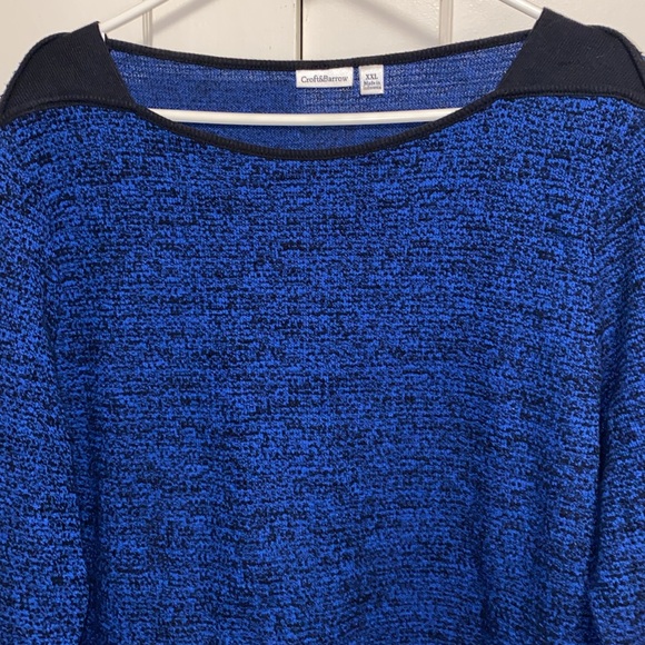 Croft & Barrow XXL Blue Black Wide Collar Shirt Blouse - Picture 4 of 12